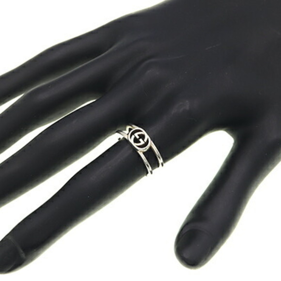 GUCCI Ring Interlocking Open Band 298036 SV Sterling Silver 925 No. 10.5 Women's - Picture 6 of 6